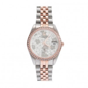 Alexandre Christie AC 5012 Silver Rosegold Flower White LDBTRSLRG